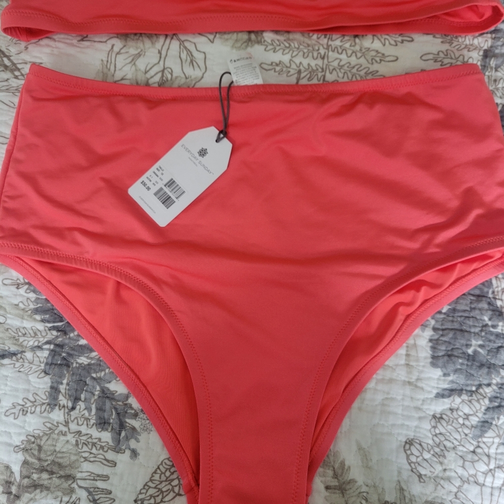 Coral High waist bikini bottoms 1x